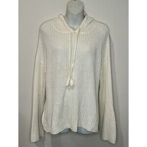 27 Miles Malibu White Hooded Sweater 100% Cotton Size L Large EUC!!!